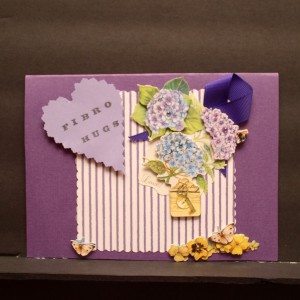 Tell a FIbromite you care with a beautiful, handmade, custom card, that includes a purple ribbon. The inside is blank for you to write an uplifting message. 